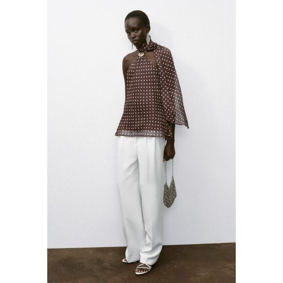 ZARA HALTER TOP WITH HARDWARE AND POLKA DOTS - Picture 2 of 9